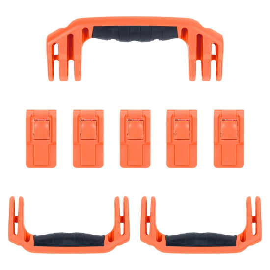 Picture of Pelican 1637 Replacement Handle & Latch Set by ColorCase - Orange Handles & Push Button Latches