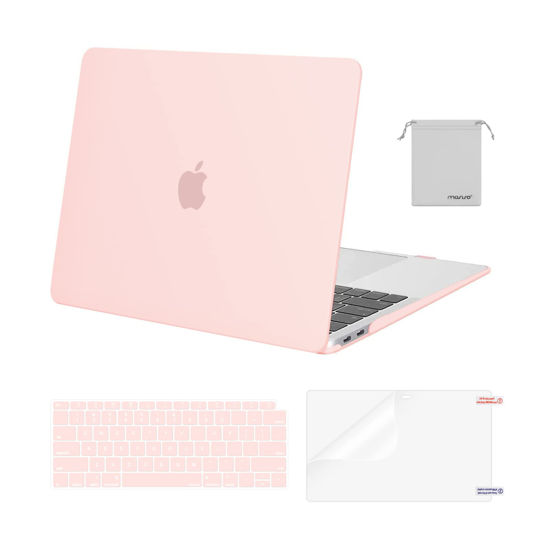 Picture of MOSISO Compatible with MacBook Air 13 inch Case 2022, 2021-2018 Release A2337 M1 A2179 A1932, Plastic Hard Shell&Keyboard Cover&Screen Film&Storage Bag for MacBook Air 13.3 inch Case, Chalk Pink