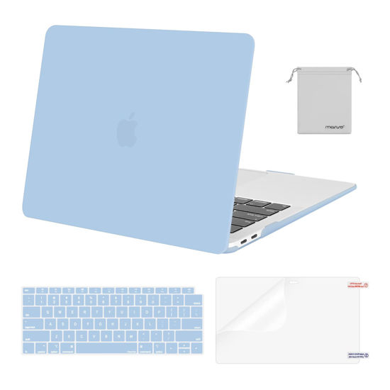 Picture of MOSISO Compatible with MacBook Air 13 inch Case 2022, 2021-2018 Release A2337 M1 A2179 A1932, Plastic Hard Shell&Keyboard Cover&Screen Film&Storage Bag for MacBook Air 13.3 inch Case, Airy Blue