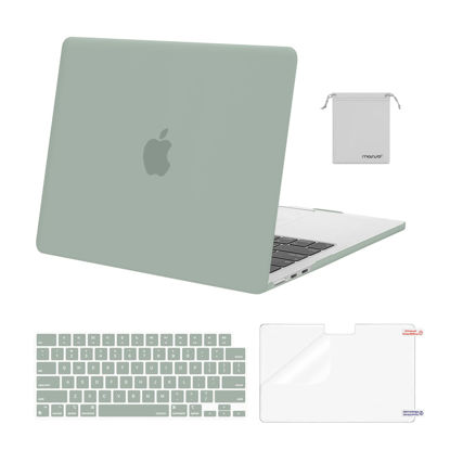 Picture of MOSISO Compatible with MacBook Air 13 inch Case 2024 2023 2022 M3 A3113 M2 A2681 Touch ID, Plastic Hard Case&Keyboard Cover&Screen Film&Pouch Compatible with MacBook Air 13.6 inch Case, Antique Green