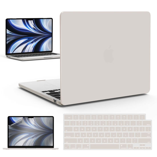 Picture of IBENZER Compatible with 2024 2023 2022 MacBook Air 13 inch Case M3 A3113 M2 A2681, Hardshell Case & KeyboardCover & ScreenFilm for Mac Air 13.6 with Touch ID, Rocky Gray, KK-RKGY+2