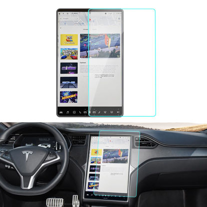 Picture of Tesla Model S(2013-2020) and Model X(2016-2020) Screen Protectors, Center Console Touch Screen Tempered Glass Protective Film, Scratch Resistant, Fingerprint Resistant