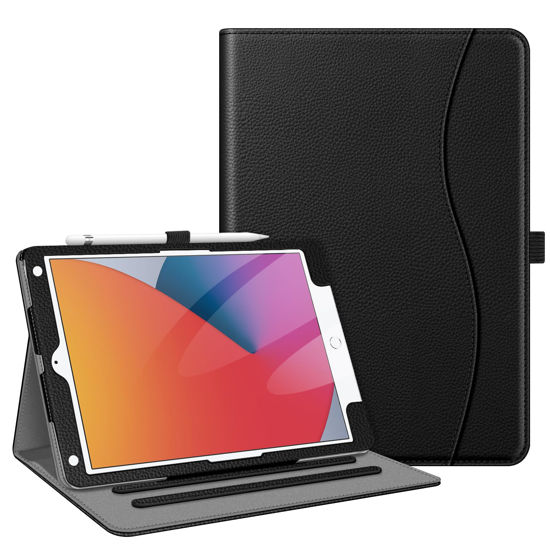 Picture of Fintie Case for iPad 9th / 8th / 7th Generation (2021/2020/2019) 10.2 Inch - [Corner Protection] Multi-Angle Viewing Stand Cover with Pocket & Pencil Holder, Auto Sleep Wake, Black