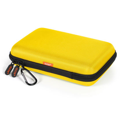 Picture of Bright Yellow Hard Shell Electronic Organizer Carrying Case - Shockproof Large Storage Case for Hard Drive, Phone, Power Bank, Charger, Earbuds - Zipper Pouch Gadget Bag for Business, School, Travel