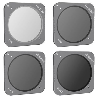 Picture of LENSKINS 4-Pack Lens Filter Set ND8 ND16 ND32 CPL for DJI Action 2 Camera, QR Magnetic Design ND CPL Filter Kits Lens Protector Accessories for DJI Action 2 Vlogging FPV Shooting Photography