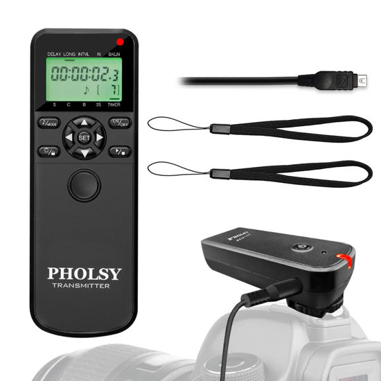 Picture of PHOLSY O6 for Olympus Remote Shutter Wireless Timer Remote with LCD and HDR for Olympus OMD EM1, EM5 II, EM10 II, Pen-F, EPL8, EPL7, EPL6, EPL5, EPL3, EPL2, EP5, E600 Replace Olympus RM-UC1