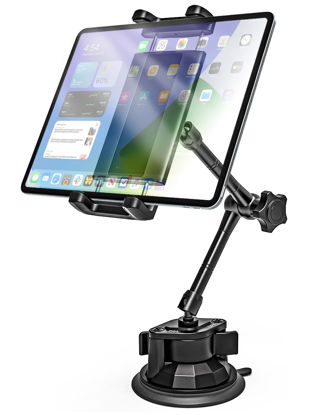 Picture of Kolasels Tablet Holder Mount for Car [Latest Anti-Shake] Dashboard Windshield Sunroof Tablet Stand for Truck/Car/Picku/Van, Heavy Duty Metal Tablet Mount for 4-12.9" iPad Pro Air Mini, Z Fold, iPhone