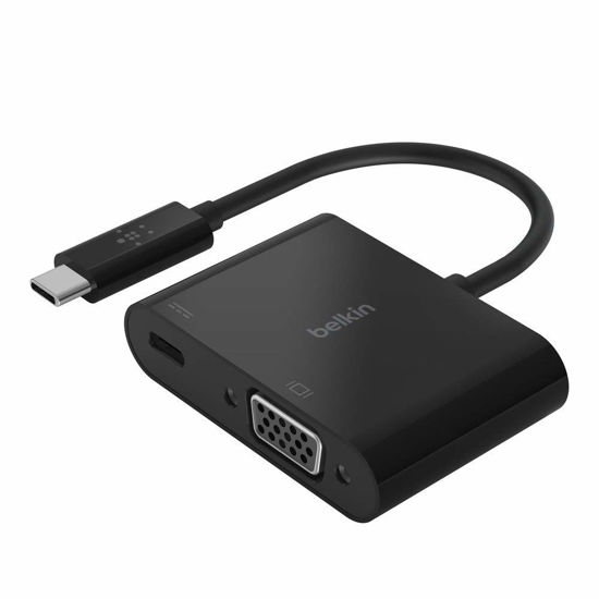 Picture of Belkin USB C to VGA + Charge Adapter - USB C to VGA Cable for MacBook Pro, MacBook Air, Mac Mini, iPad Pro, iPad Pro 12.9”, iPad Mini & Other USB C Devices - 60W USB C Power Delivery