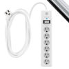 Picture of GE 6-Outlet Surge Protector, 25 Ft Extension Cord, Power Strip, 800 Joules, Flat Plug, Twist-to-Close Safety Covers, Protected Indicator Light, UL Listed, White, 61291