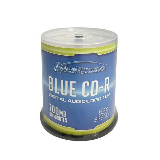 Picture of Optical Quantum Music Digital Audio Blue AZO CD-R Logo Top 700MB 52x, 100 Discs - Blank CDs for Music, CD-R Blank Discs 100 Pack, Writable CDs for Burning Music