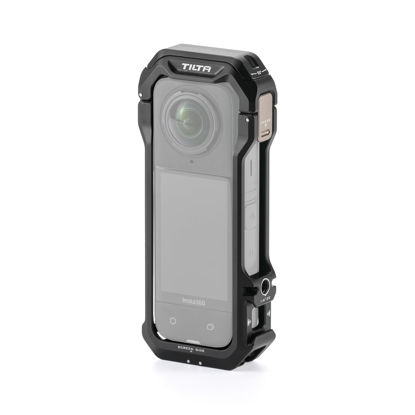 Picture of Tilta Full Camera Cage compatible with Insta360 X4 - Black | Protection for Camera Body | Action C amera Mount Built-in | Aluminum Alloy | Cold Shoe Receiver & 1/4"-20 w/Locating Points