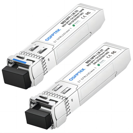 Picture of 1 Pair 10G SFP+ Bidi Transceivers, 10gbe SFP LC Single-Mode Module, Bi-Directional Mini gbic for Cisco SFP-10G-BXD-I (1330nm-TX/1270nm-RX) / SFP-10G-BXU-I (1270nm-TX/1330nm-RX),10KM, with DDM