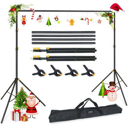 Picture of LINCO Lincostore Backdrop Support Stand Kit 10x6.5ft Adjustable Photography Studio Photo Background Support System with Carrying Bag for Green Screen Muslin, 4171