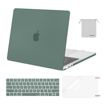 Picture of MOSISO Compatible with MacBook Pro 13 inch Case M2 2024, 2023, 2022-2016 A2338 M1 A2251 A2289 A2159 A1989 A1708 A1706, Plastic Hard Shell&Keyboard Cover&Screen Protector&Storage Bag, Midnight Green