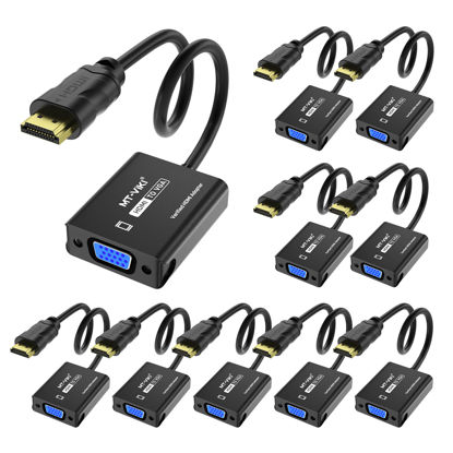 Picture of MT-VIKI HDMI to VGA Adapter, Gold-Plated HDMI Converter Male to Female, Compatible for Computer, Desktop, Laptop, Monitor, Projector, HDTV, Chromebook, Raspberry Pi, Roku, Xbox (10 Pack)