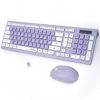 Picture of RECCAZR Wireless Keyboard and Mouse Combo, Full-Sized Wireless Keyboard and Adjustable DPI Mouse, 2.4GHz USB Receiver, Wireless Keyboard and Mouse for PC, Windows, Desktop, Laptop (Purple)