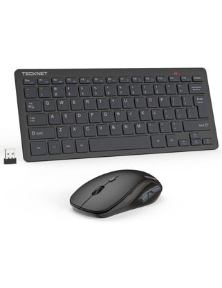 Picture of TECKNET Wireless Keyboard and Mouse Combo, Mini Cordless Computer Keyboard and Mouse Set 2.4GHz, Silent Adjustable 1600 DPI, Quiet Click, Lag-Free for Computer, Laptop, PC, Windows, Mac, Chrome OS