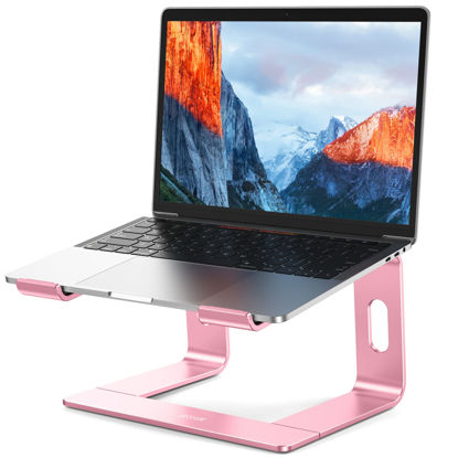 Picture of BESIGN LS03 Aluminum Laptop Stand, Ergonomic Detachable Computer Stand, Riser Holder Notebook Stand Compatible with Air, Pro, Dell, HP, Lenovo More 10-15.6" Laptops, Pink