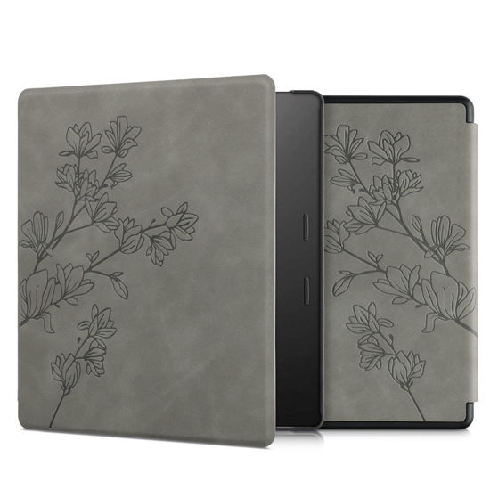 Picture of kwmobile Cover Compatible with Amazon Kindle Oasis 10. Generation Cover - eReader Case - Magnolias Grey