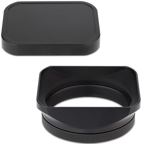 Picture of Haoge Metal Square Lens Hood for Fujifilm X100VI Fuji X100V X100F with 49mm UV Filter Adapter Ring & Metal Cap Kit Camera Accessories Black