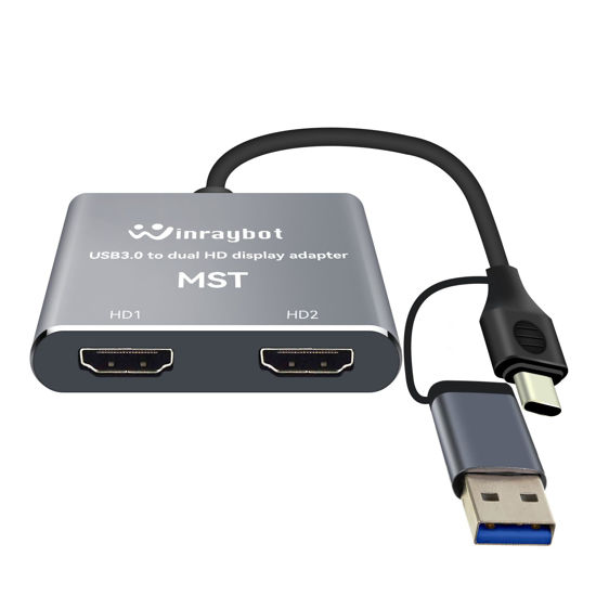 Picture of USB to HDMI Adapter for 2 Monitors-USB3.0 to Dual hdmi Adapter for 3 Monitors-USB to displayport Adapter Supports Mac & Windows/Dual HDMI Extender -External Video & Graphics Card Adapter