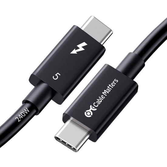 Picture of Cable Matters [Intel Certified] 80Gbps Thunderbolt 5 Cable with up to 120Gbps Bandwidth Boost and 240W Charging in Black - 0.5m / 1.6ft, Compatible with Thunderbolt 4, USB4, Thunderbolt 3 and USB-C