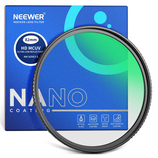 Picture of NEEWER 82mm Ultra Low Reflectivity UV Lens Filter, UV Protection Filter with Multi Resistant Coating, HD High Transmittance Optical Glass, Ultra Slim Aluminum Frame, Water/Scratch/Oil Resistant