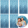 Picture of 5 Pack Foil Curtain Backdrop Blue Metallic Tinsel Foil Fringe Curtains Photo Booth Props for Birthday Wedding Engagement Baby Shower Bachelorette Christmas Holiday Celebration Party Decorations