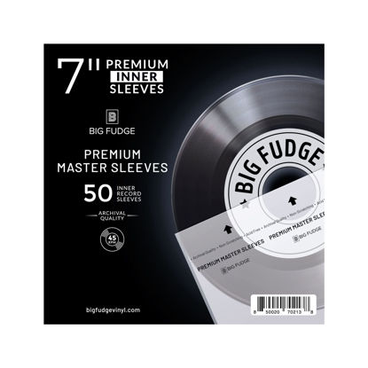 Picture of Big Fudge Vinyl Record Inner Sleeves - Clear 3-Layer Album Covers with Anti-Static Rice Paper - Acid Free Protective Outer Cover for 7" Records - White, 50 Pack