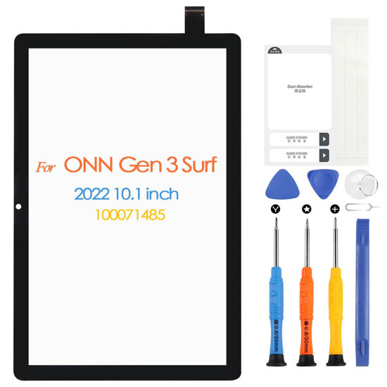 Picture of Touch Screen for ONN 10.1" Gen 3 Surf 2022 Tablet 100071485 Screen Replacement for ONN 100071485 Digitizer Touchscreen Glass Panel with Tools (Black, Not LCD Display)