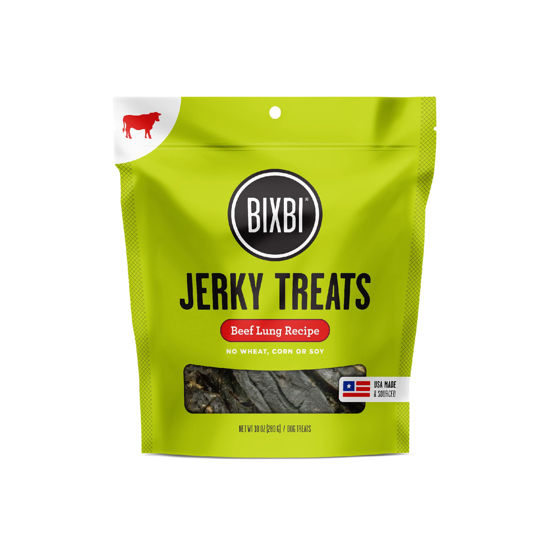 Picture of BIXBI Jerky Dog Treats, Original Beef Lung, 10 oz - USA Made Grain Free Dog Treats - High in Protein, Whole Food Nutrition, No Fillers