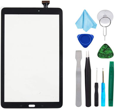 Picture of Black Touch Screen Digitizer for Samsung Galaxy Tab E 9.6" - Glass Replacement for SM-T560 SM-T561 T560 T561(Not Include LCD) with Tools + Pre-Installed Adhesive