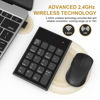 Picture of Wireless Number Pad and Mouse, 2.4GHz Ultra Slim 19 Keys USB Wireless Numeric Keypad and 3 Adjustable DPI Silent Mouse for Laptop, Notebook, Desktop, PC Computer