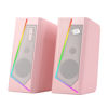 Picture of Redragon GS520 RGB Desktop Speakers, 2.0 Channel PC Computer Stereo Speaker with 6 Colorful LED Modes, Enhanced Sound and Easy-Access Volume Control, USB Powered w/ 3.5mm Cable, Pink