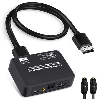 Picture of 4K@60Hz HDMI 2.0b Audio Extractor Converter, HDMI to HDMI ARC + Optical Toslink SPDIF + 3.5mm Stereo Audio Out, HDMI Audio Splitter Adapter Support HDCP2.2 Digital PCM DTS 5.1, Optical Cable Included