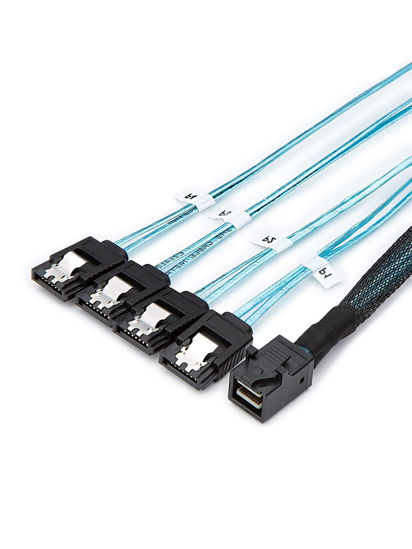 Picture of CableCreation 2-Pack 1.6FT/0.5M Internal HD Mini SAS (SFF-8643 Host) - 4X SATA (Target) Cable,SFF-8643 to 4X SATA Cable, SFF-8643 for Controller, 4 Sata Connect to Hard Drive