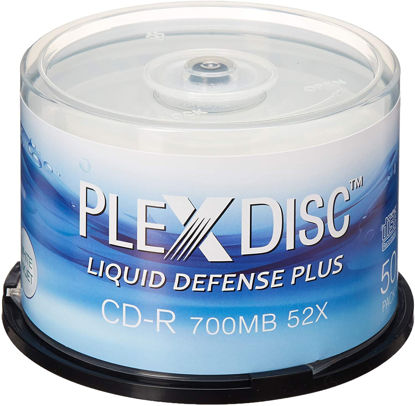 Picture of PlexDisc Water Resistant Glossy White Inkjet Printable CD-R 52x 700MB 80 Min, 50 Disc Spindle