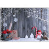 Picture of ZTHMOE 7x5ft Polyester Christmas Photography Backdrop Winter Snowman Santa Gift Wood Background Xmas Eve Holiday Party Decorations Photo Banner Booth Props with Four Holes Easy to Hang