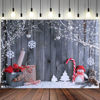 Picture of ZTHMOE 7x5ft Polyester Christmas Photography Backdrop Winter Snowman Santa Gift Wood Background Xmas Eve Holiday Party Decorations Photo Banner Booth Props with Four Holes Easy to Hang