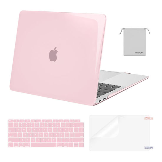 Picture of MOSISO Compatible with MacBook Air 13 inch Case 2022, 2021-2018 Release A2337 M1 A2179 A1932, Plastic Hard Shell&Keyboard Cover&Screen Film&Storage Bag for MacBook Air 13.3 inch Case, Rose Pink