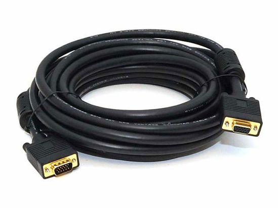 Picture of Monoprice 103594 25-Feet Super VGA Male to Female CL2 Rated Video Cable with Ferrites Black