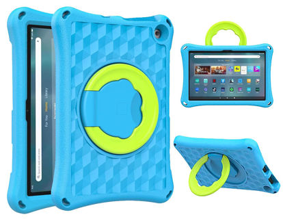 Picture of Fire HD 10 Case, Fire HD 10 Tablet Case for Kids. (13th/11th Generation, 2023/2021 Release), Rotating 360 Kickstand Lightweight Shockproof Handle Kids Case, Not fit iPad Samsung- Blue