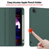 Picture of ZryXal New iPad Pro 11 Inch Case 2022(4th Gen)/2021(3rd Gen)/2020(2nd Gen) with Pencil Holder, Smart iPad Case [Support Touch ID and Auto Wake/Sleep] with Auto 2nd Gen Pencil Charging (Midnight Green)