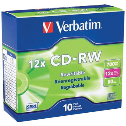 Picture of 1 - 700MB 80-Minute 4x - 12x High-Speed Branded CD-RWs, 10 pk, Advanced Super-Eutectic Recording (Advanced SERL) technology enhances archivability for superior durability & reliability at higher