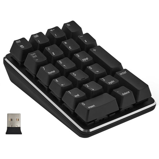 Picture of Merdia 2.4G Wireless Mechanical Numpad GATERON Blue Switch Numeric Keypad 21 Keys Numpad Extended Layout Black