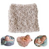 Picture of Coberllus Newborn Baby Photo Props Blanket Handmade Knitted Twist Wrap Posing Aid Backdrops for Boy Girls Photography Shoot (Creamy-Grey)