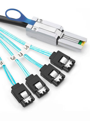 Picture of CableCreation Mini SAS 26Pin (SFF-8088) Male to 4 SATA 7Pin Female Cable, Mini SAS Host/Controller to 4 SATA Target/Backplane, 2M / 6.6FT