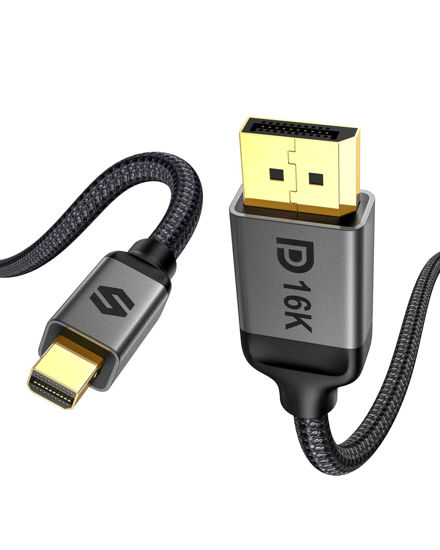 Picture of Silkland 16K Mini DisplayPort to DisplayPort 2.1 Cable, [16K@60Hz, 8K@120Hz, 4K@144Hz] HDR, DSC1.2a, G-Sync FreeSync, Mini DP [Thunderbolt 2] for Gaming Laptop, MacBook, iMac, Monitor, 3.3FT