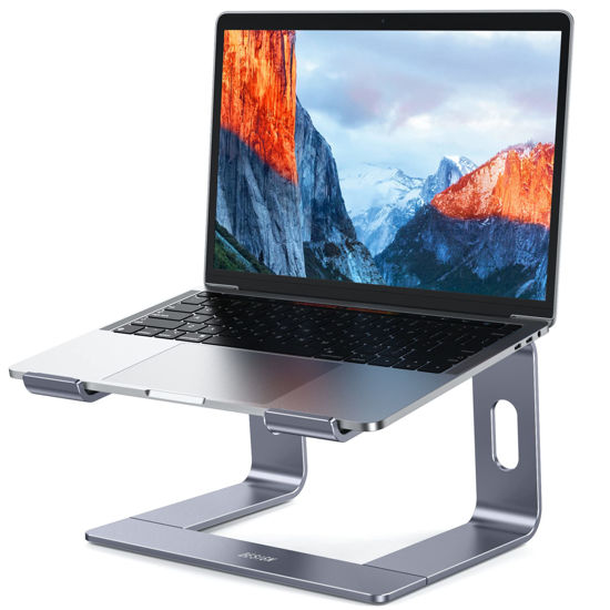 Picture of BESIGN LS03 Aluminum Laptop Stand, Ergonomic Detachable Computer Stand, Riser Holder Notebook Stand Compatible with MacBook Air Pro, Dell, HP, Lenovo More 10-15.6" Laptops, Space Gray