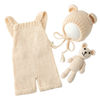 Picture of Vemonllas Newborn Photography Props Boys Girls Outfits Baby Photo Props Knit Bear Hat Romper Photoshoot Costume Set (Beige)